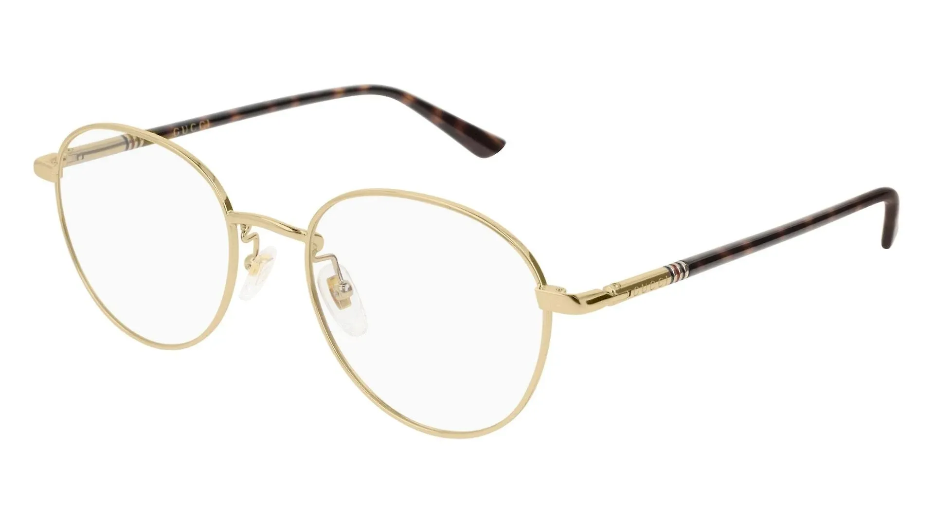 Gucci Gold and Tortoiseshell Stripe Glasses