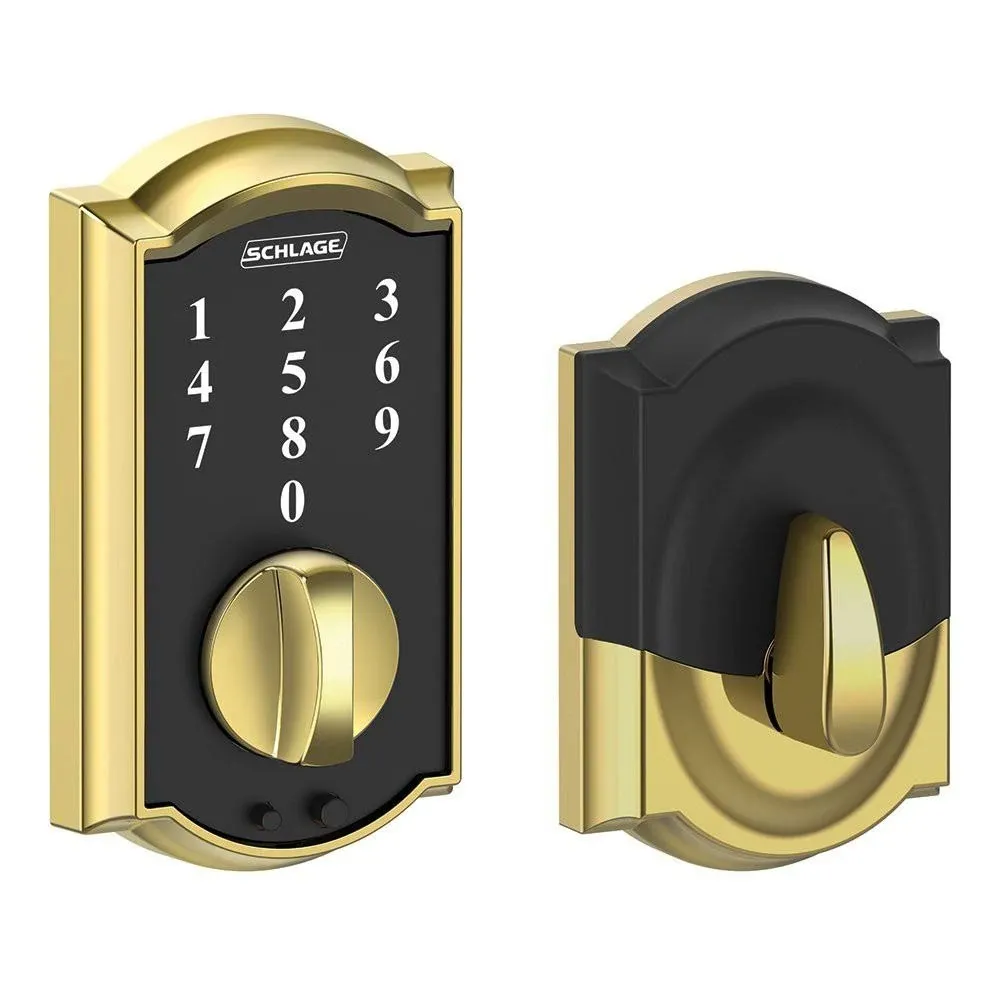 Schlage BE375-CAM Camelot Touch Keyless Electronic Deadbolt - Bright Brass