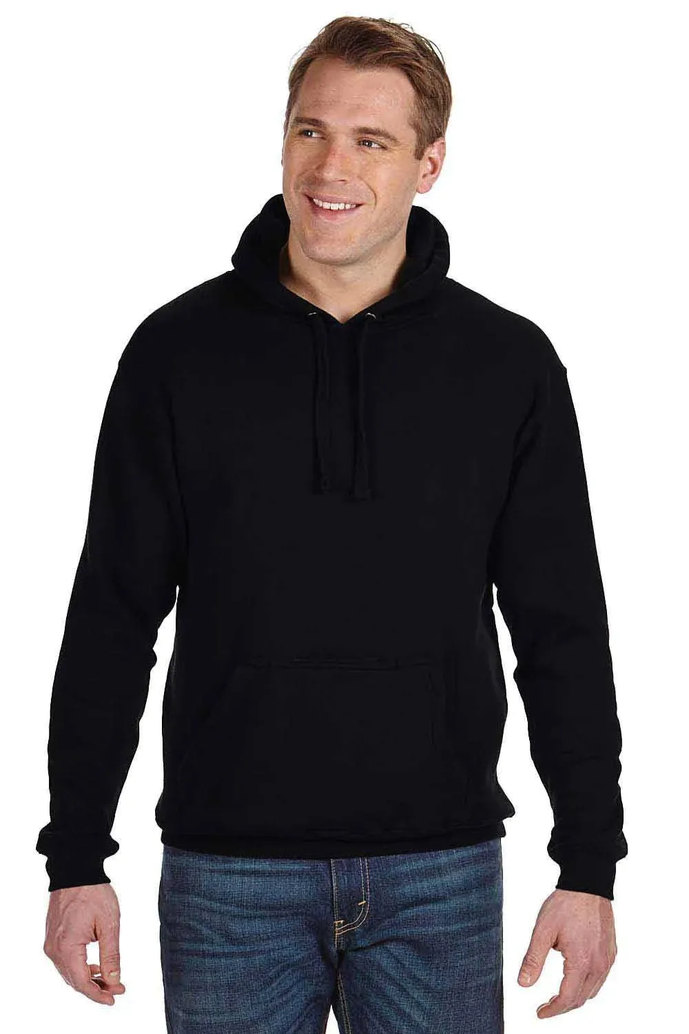 J. America Adult Tailgate Fleece Pullover Hooded Sweatshirt Black-S