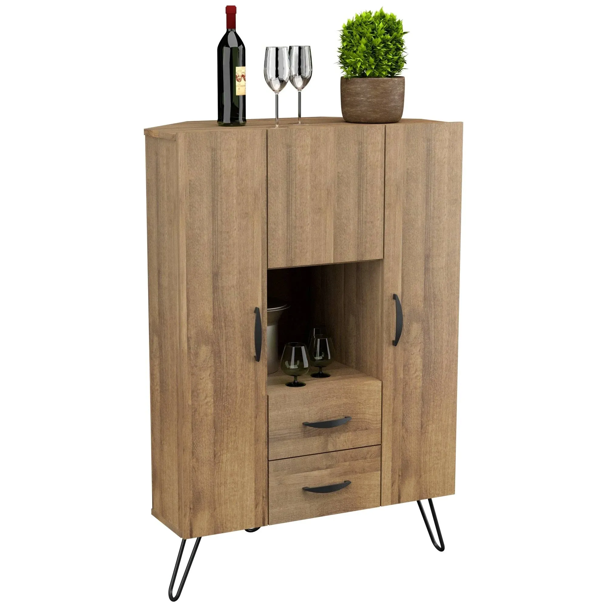 Inval Retro Buffet Corner Storage Cabinet, Amaretto