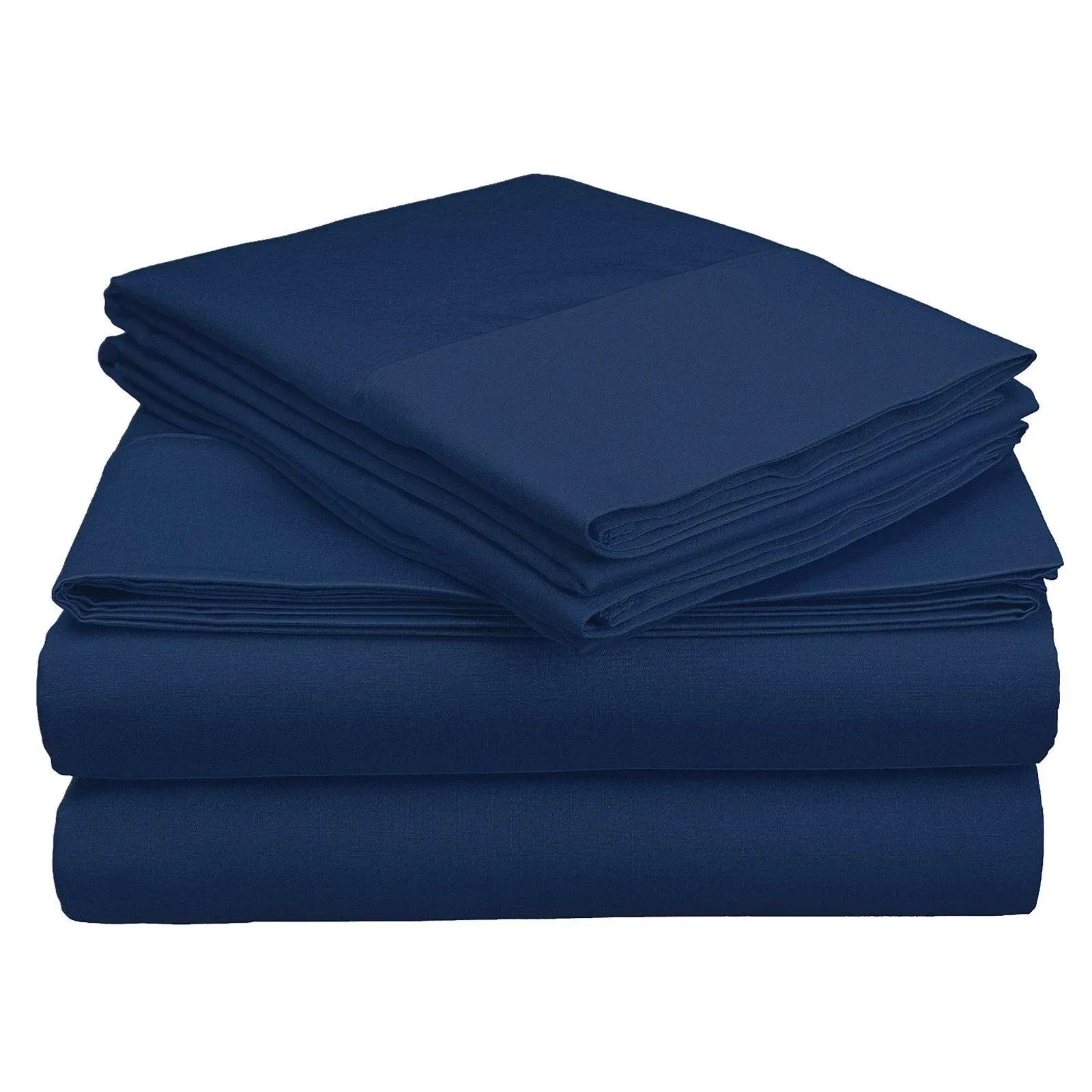 Superior 700 Thread Count Egyptian Cotton Material Sheets, Modern Solid Deep Pocket 4 Piece Bed Sheet Set, Includes: One Flat, One Fitted, and Two Pillowcases, Queen, Navy Blue