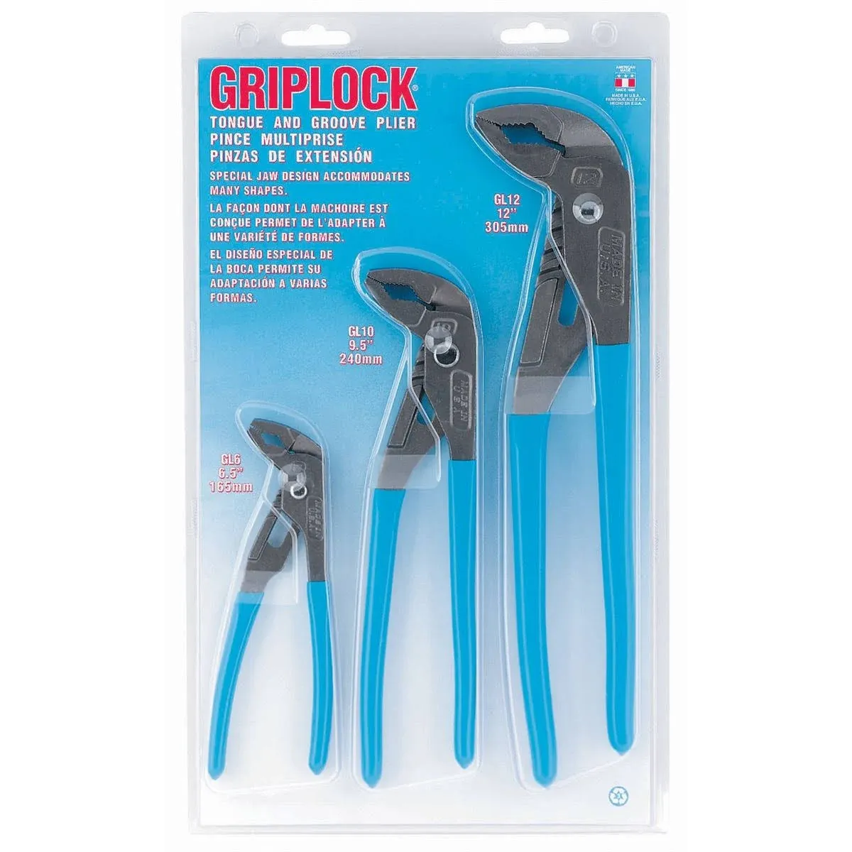 Channellock GLS-3 Griplock Tongue and Groove Plier Set