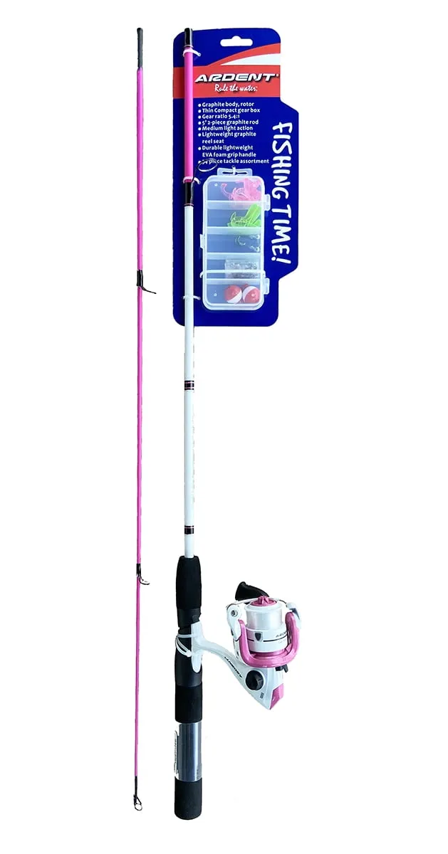 Ardent Fishing Time Spinning Combo, Pink