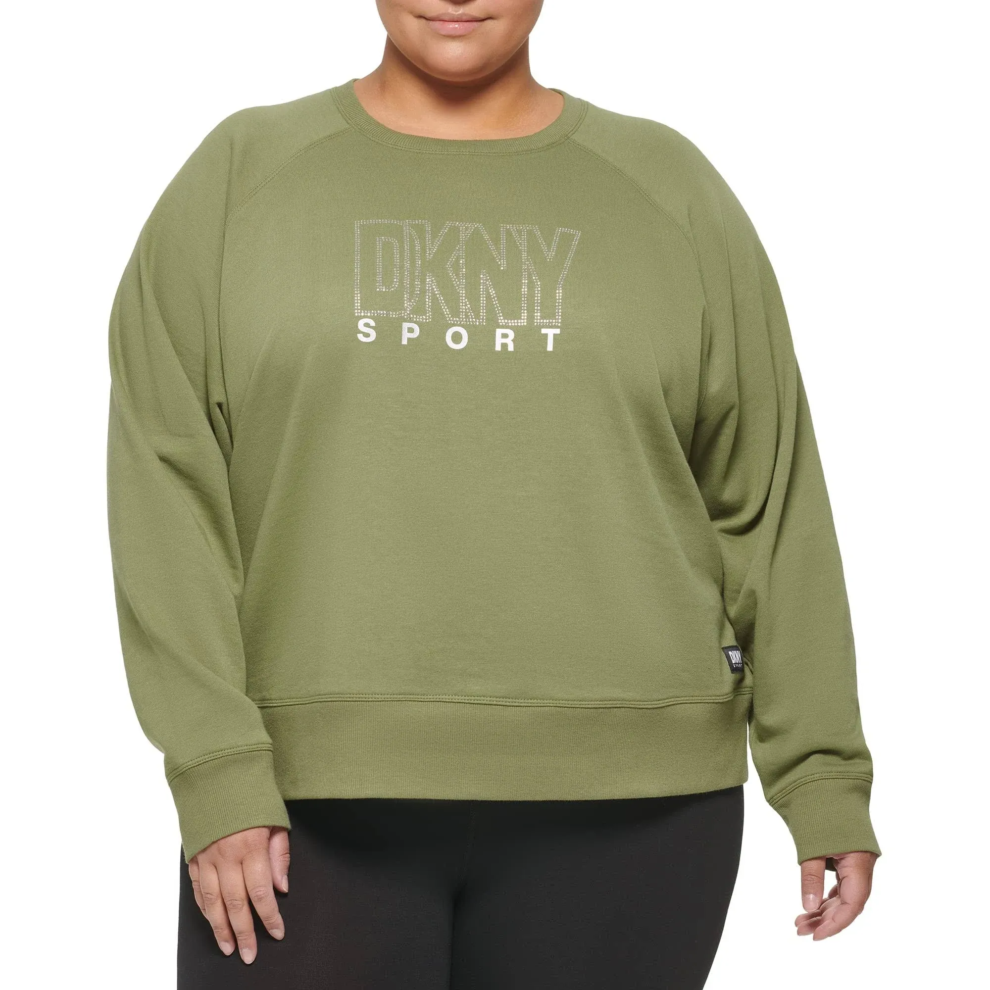 DKNY Women&#039;s Plus Size Center Logo Crewneck Pullover