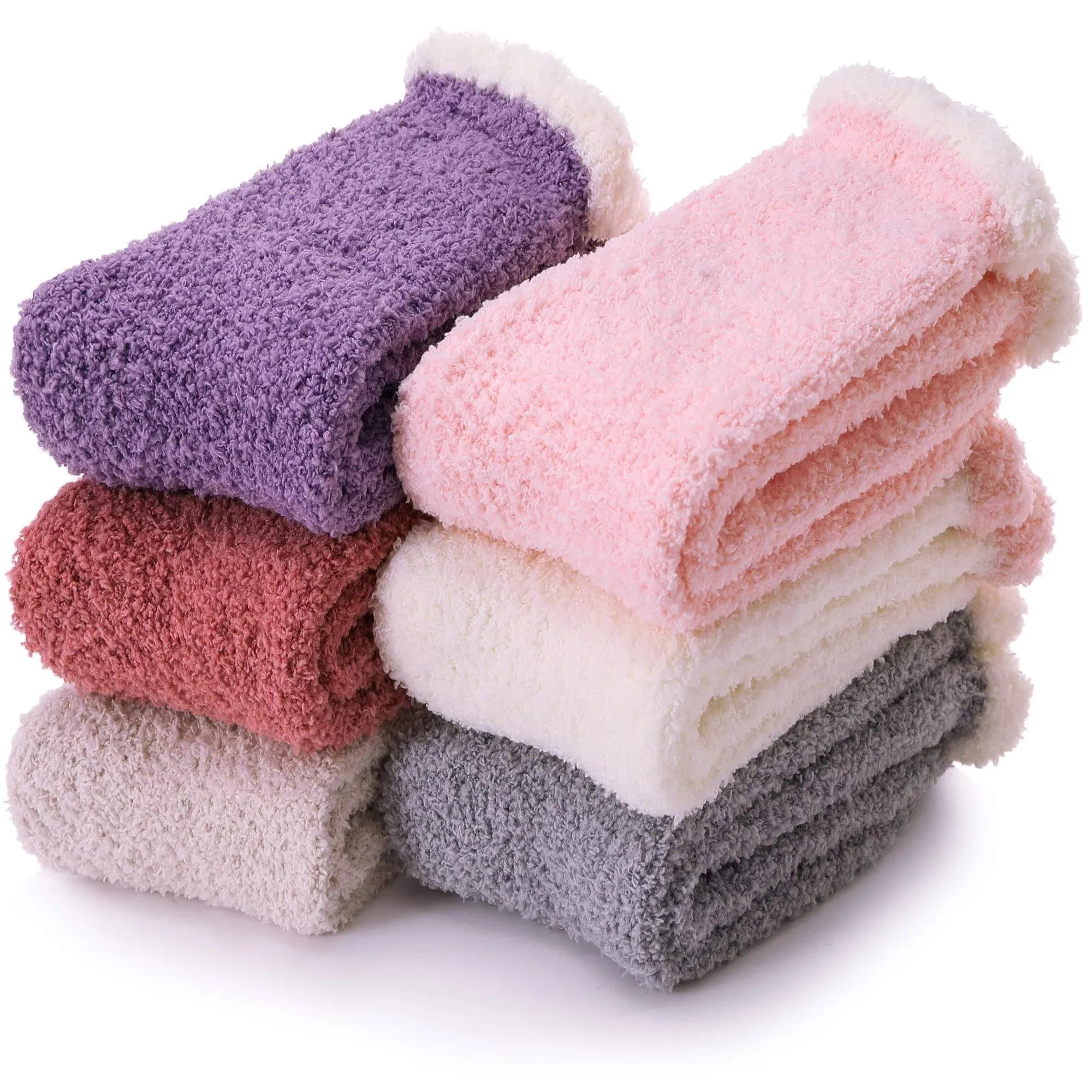 EBMORE Womens Fluffy Fuzzy Socks Slipper Soft Cabin Fleece Cosy Stocking Fillers Plush Winter Bed Gift Socks for Ladies(Multicolor B)