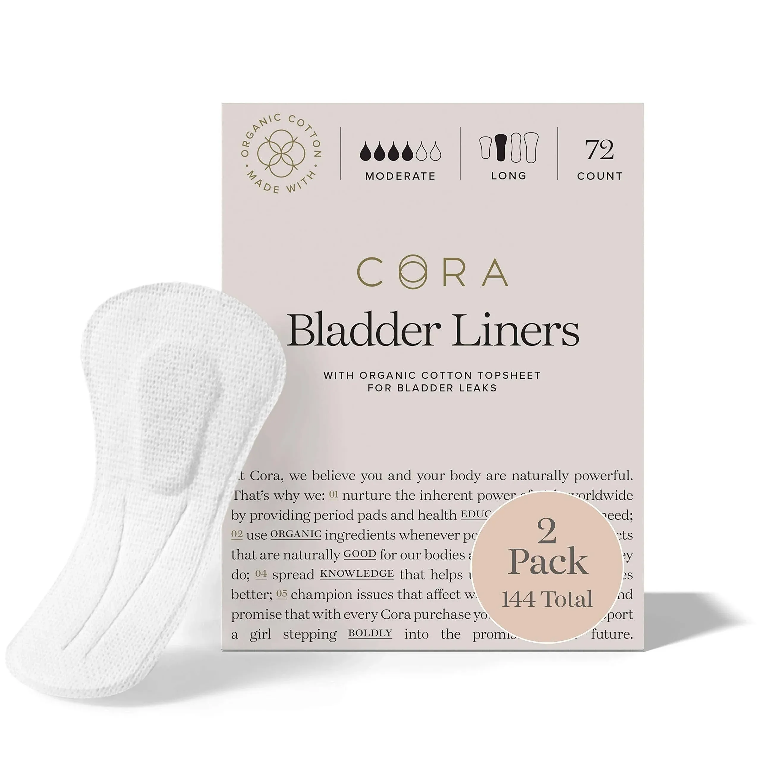 Cora Ultra Thin Organic Bladder Liners | Incontinence & Postpartum Pads for Women ...