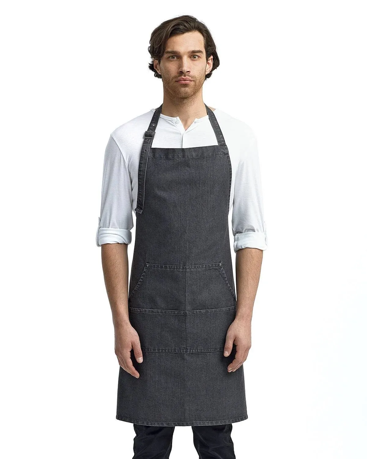 Artisan Collection by Reprime Unisex Jeans Stitch Denim Bib Apron Embroidery