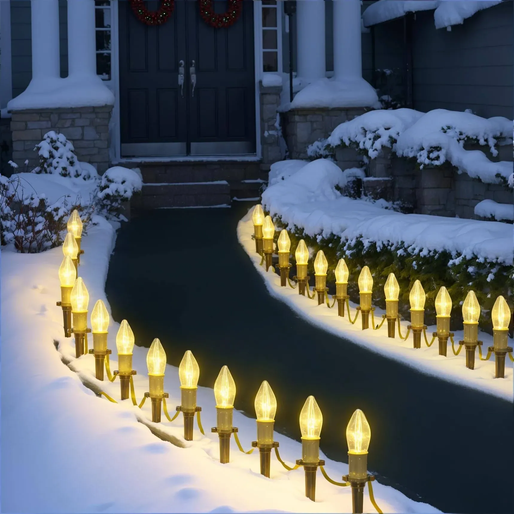 24-Bulb White Christmas Pathway Lighting Duo