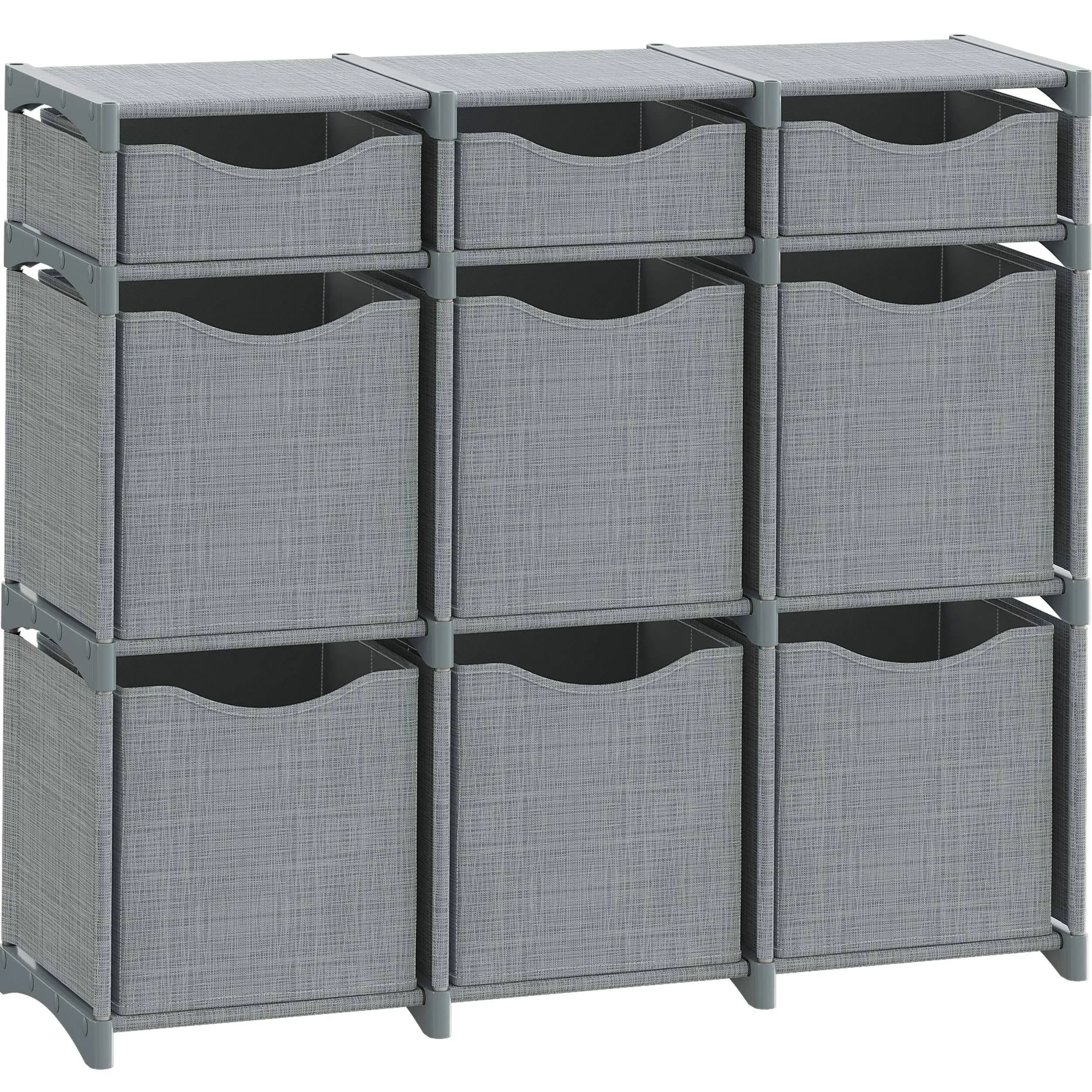 9 Cube Closet Organizers And Storage | Includes All Storage Cube Bins | Easy To Assemble Closet Storage Unit With Drawers | Room Organizer For Clothes, Baby Closet Bedroom, Playroom, Dorm (Dark Grey)