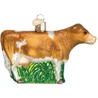 Old World Christmas Brown Dairy Cow Glass Blown Ornament For Christmas Tree