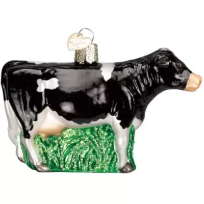 Old World Christmas Black Dairy Cow Glass Blown Ornament For Christmas Tree