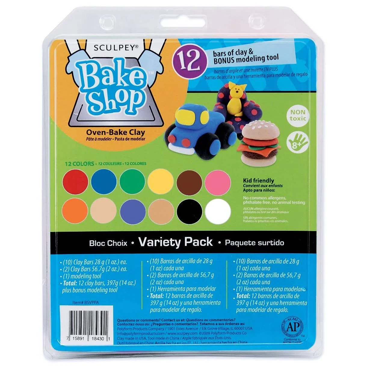 Sculpey Bake Shop Oven-Bake Clay 13/Pkg-Assorte<wbr/>d Colors BAVPPA