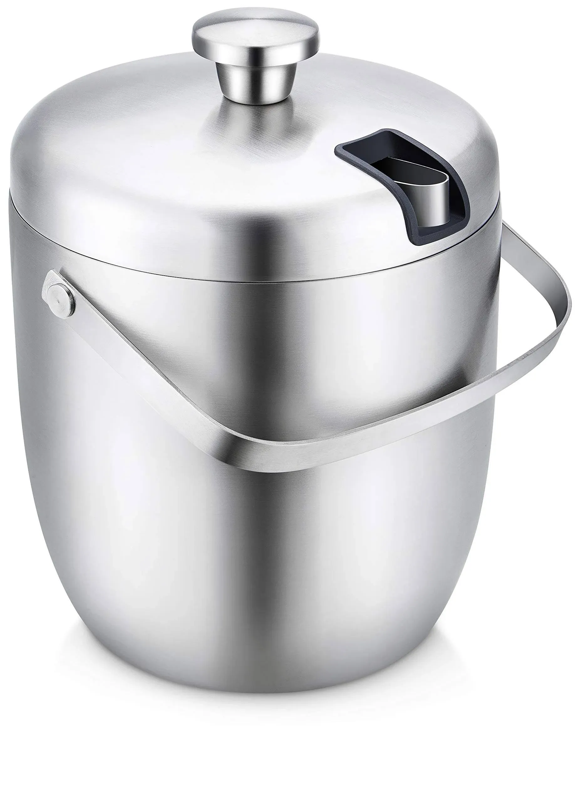 ELITRA Home Double Insulated Steel Ice Bucket &amp; Wine Chiller with Lid 3L, Silver