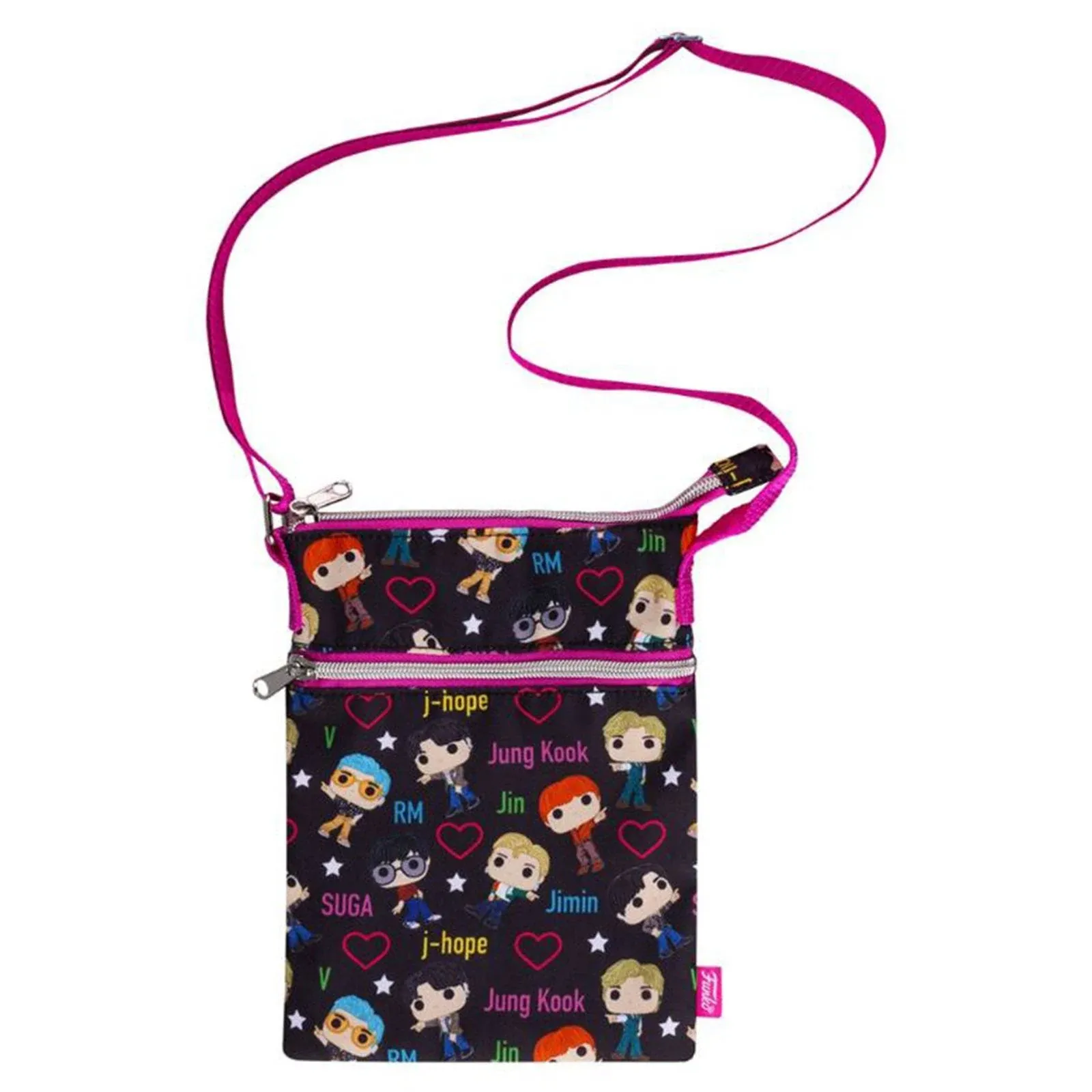 BTS - Band with Hearts Print Crossbody Passport Bag