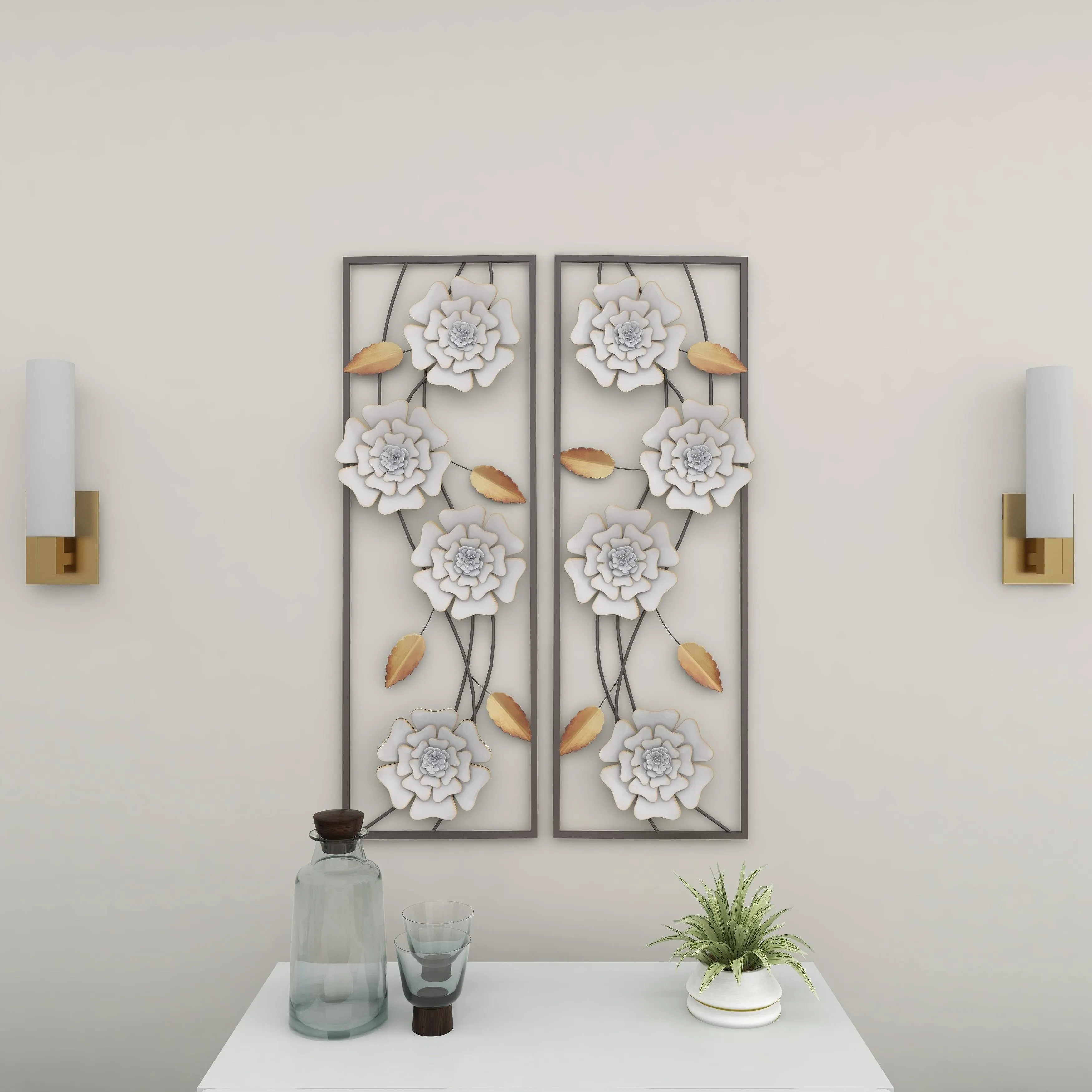 Stella & Eve White Floral Wall Decor 2-piece Set