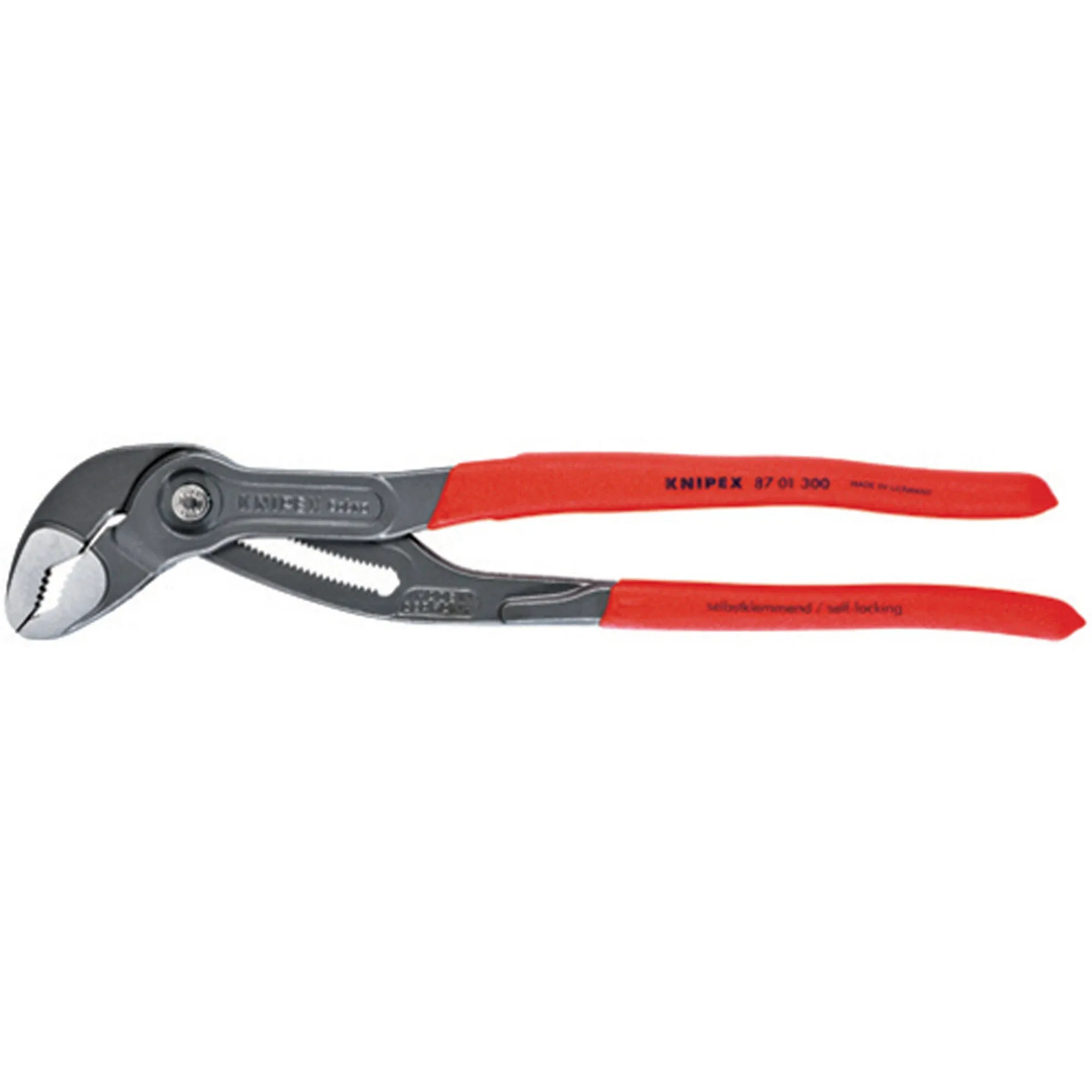 Knipex Cobra® High-Tech Water Pump Pliers grey atramentized, with non-slip plastic coating 300 mm (self-service card/blister) 87 01 300 SB