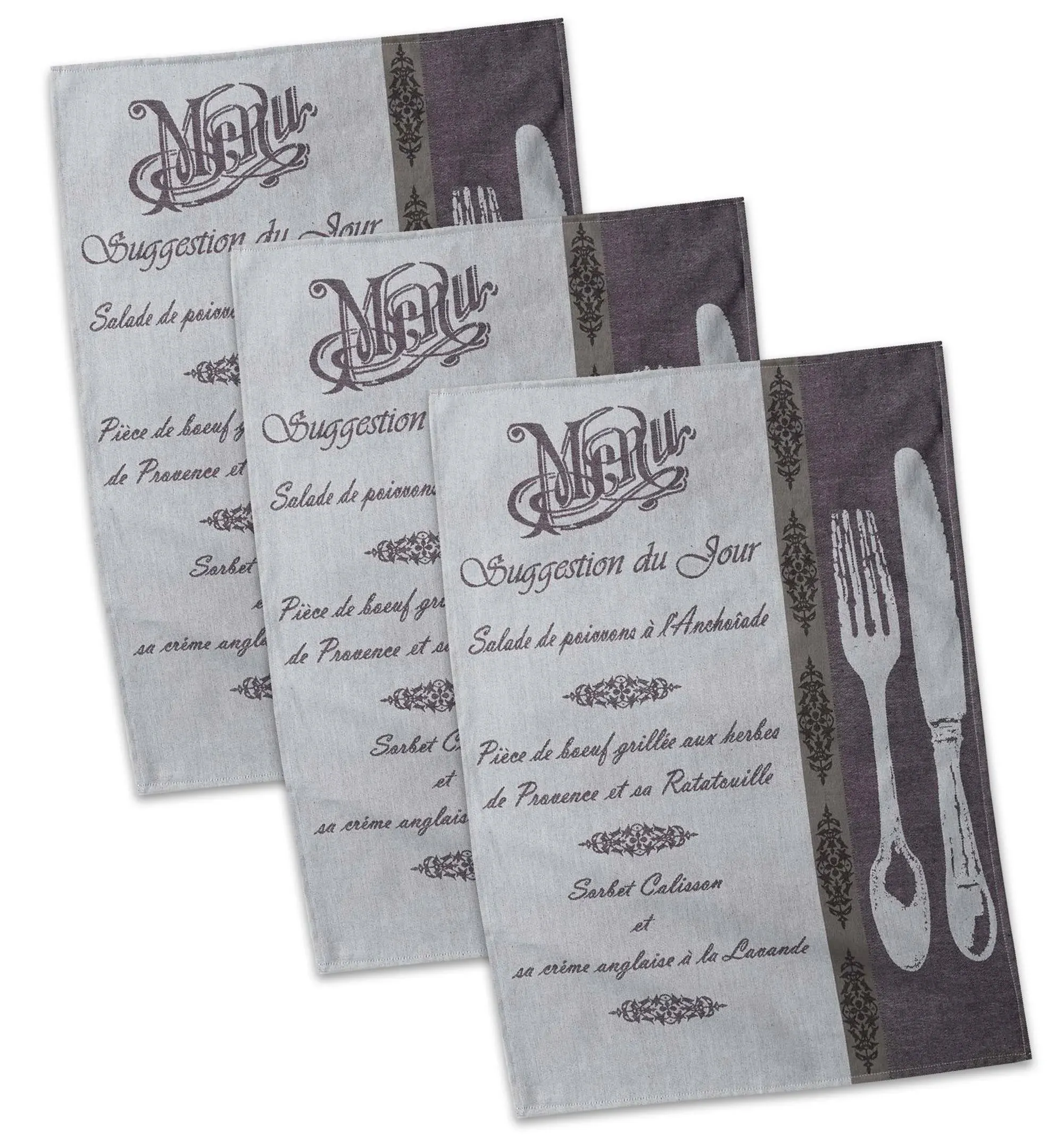 DII® French Menu Jacquard Dishtowel (Set of 3)