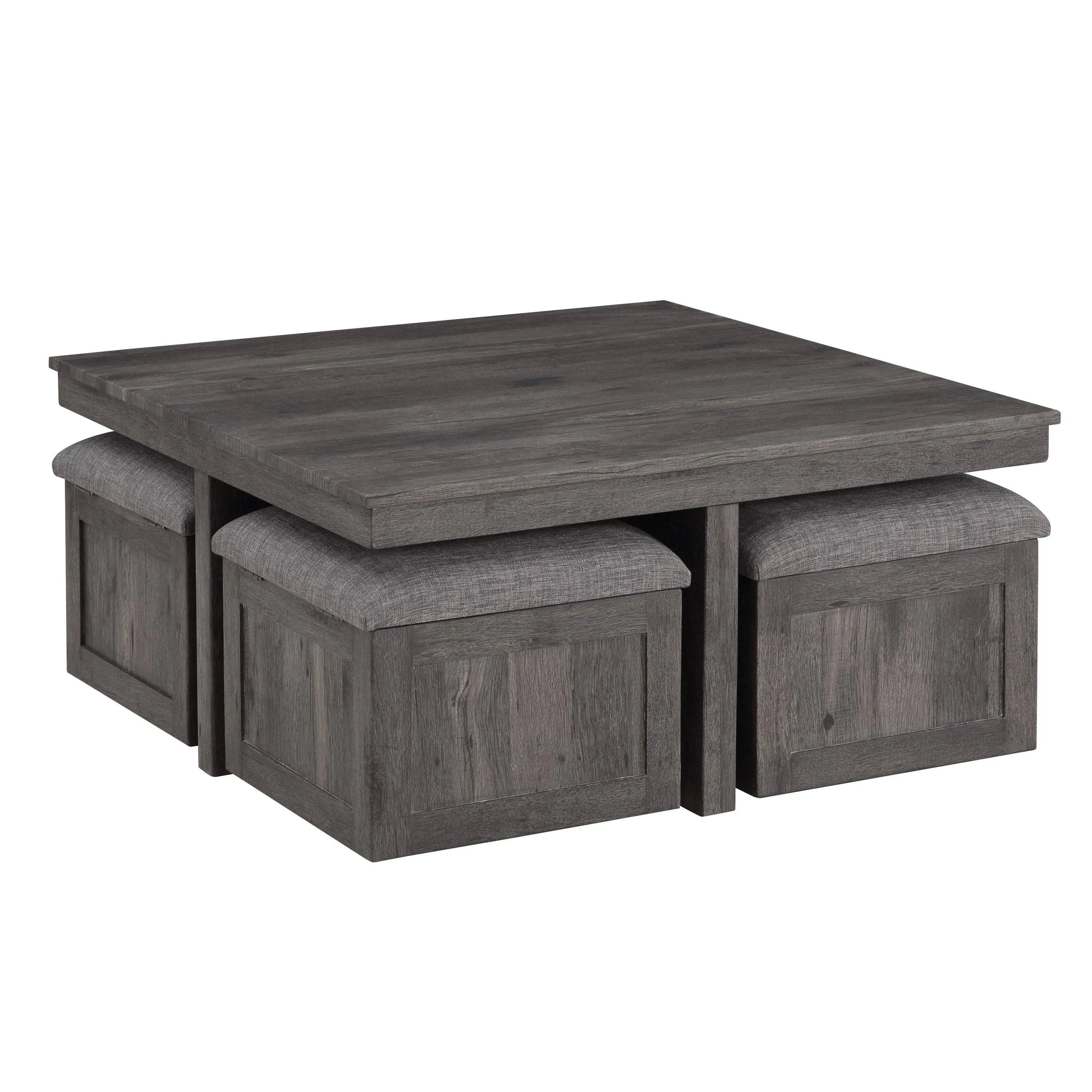 Lilola Home Moseberg Coffee Table with Storage Stools (Distressed Gray)