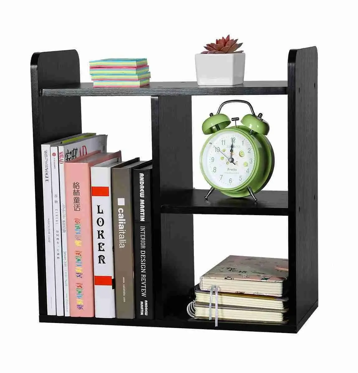 PAG Desktop Bookshelf Freestanding Countertop Bookcase Wood Desk Organizer ...