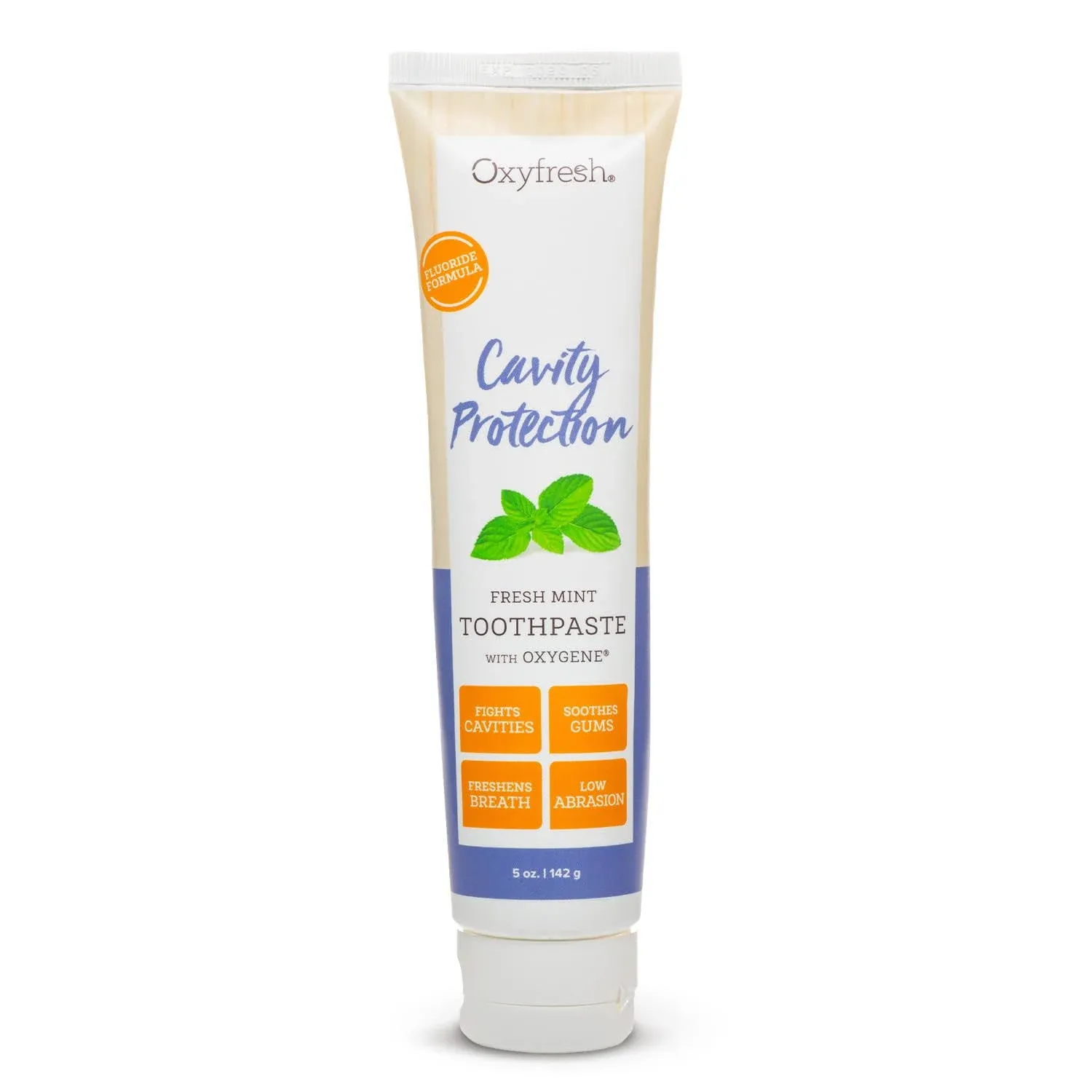 Oxyfresh Toothpaste Fresh peppermint w/ FLUORIDE low abrasion! Cavity Protection