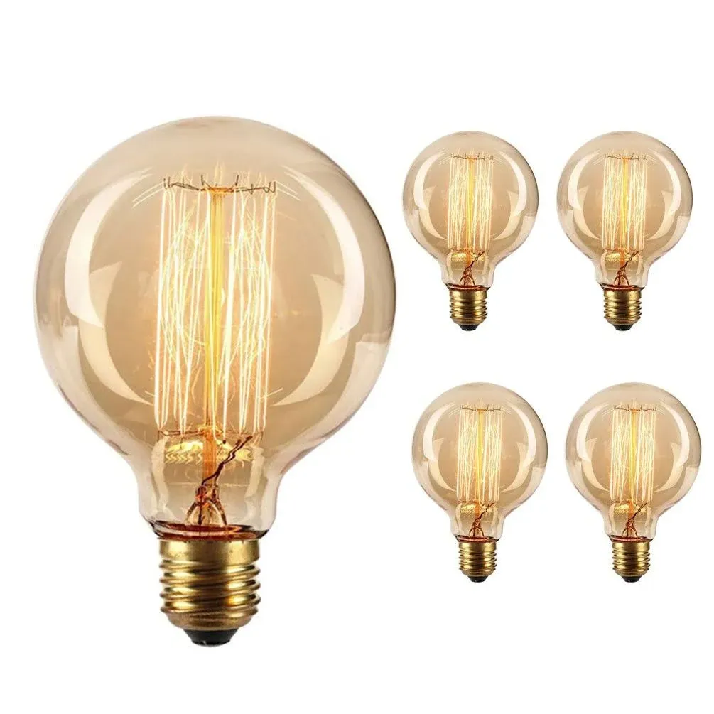 GOENDR Vintage Edison Bulb,Large Round Edison Antique Light Bulbs-G30/G95 120V ...