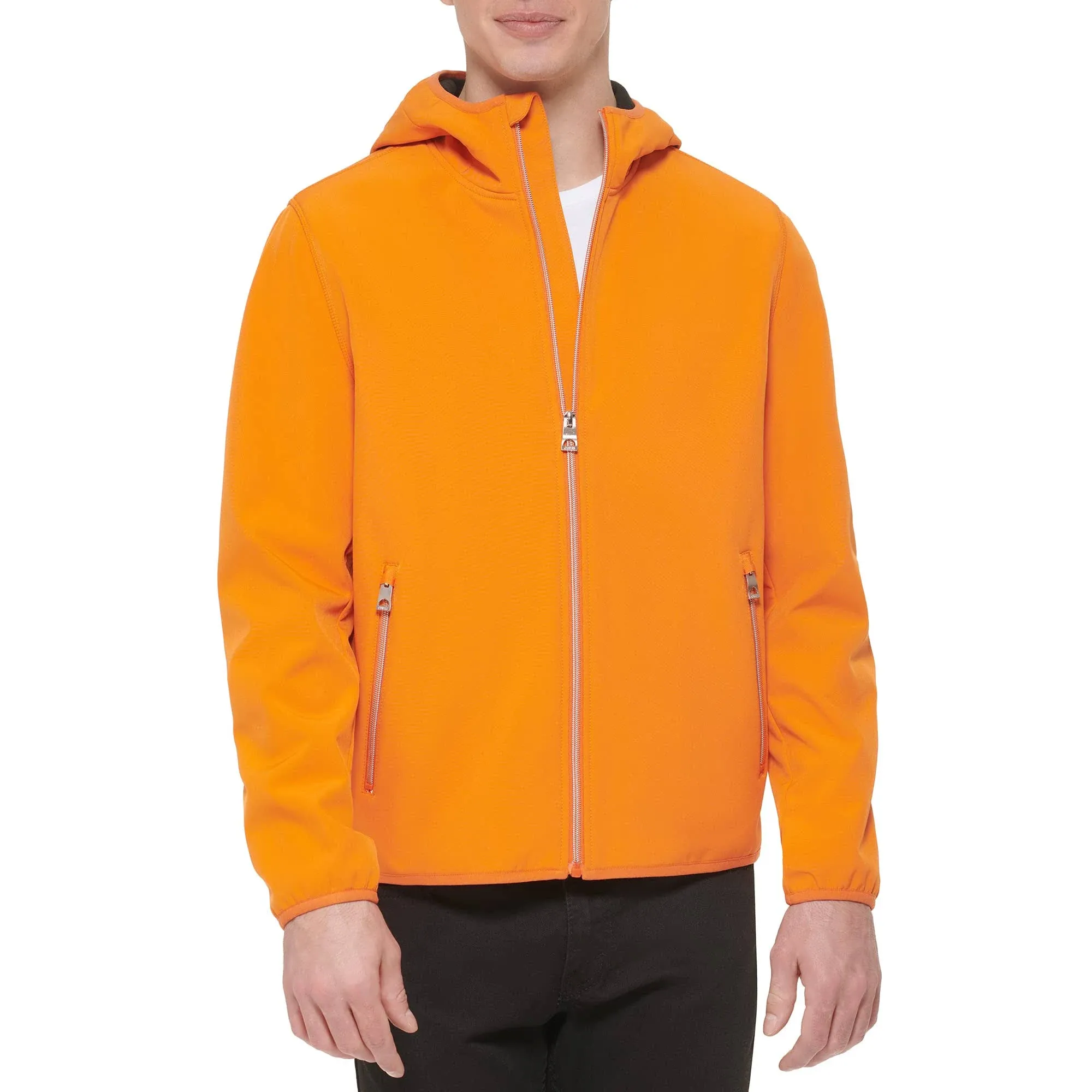 New GUESS Jacket Mens Sz M Orange Polyester Softshell Long Sleeve Hooded NWT