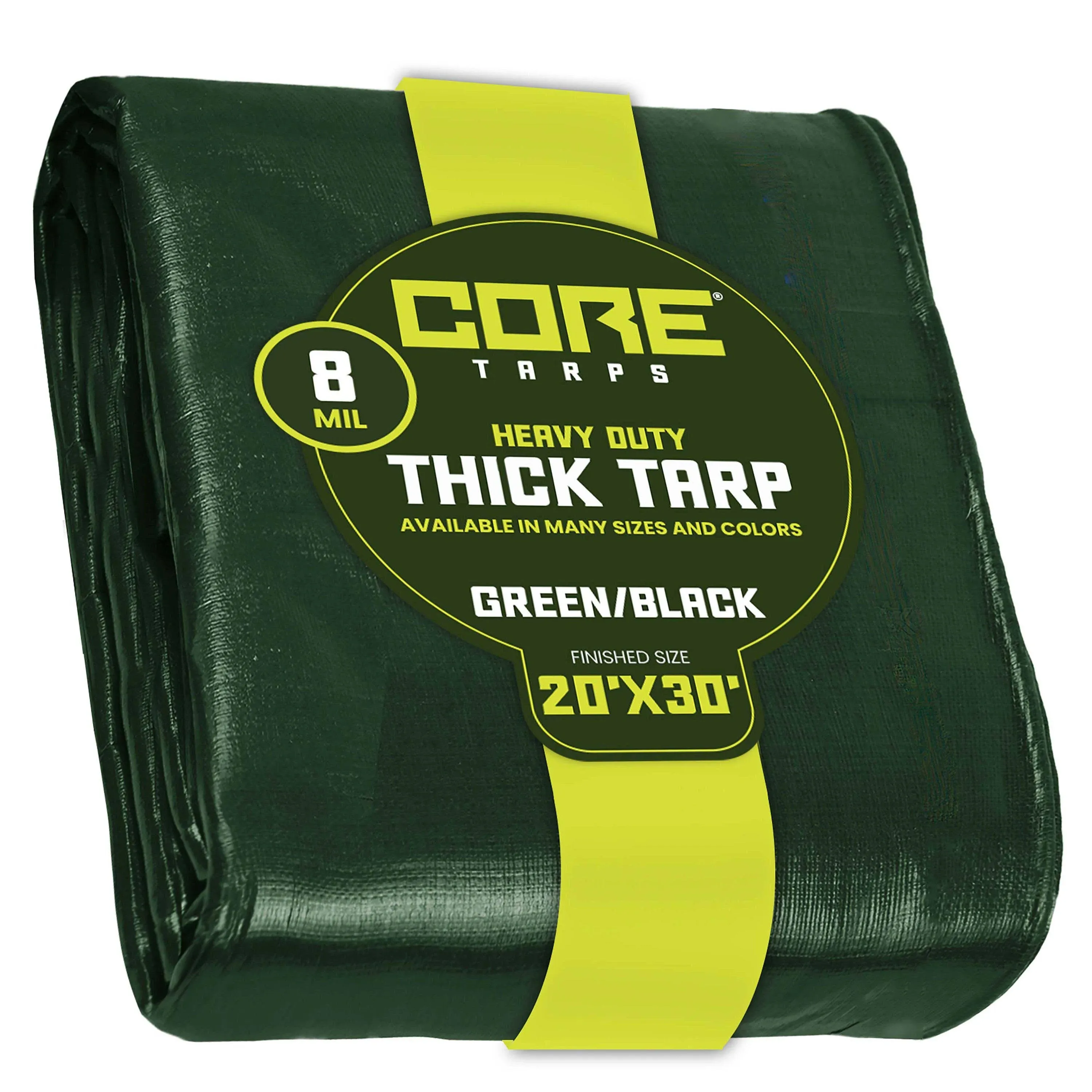 Core Tarps 6 ft. x 8 ft. Tarp, 8 mil, Green/Black