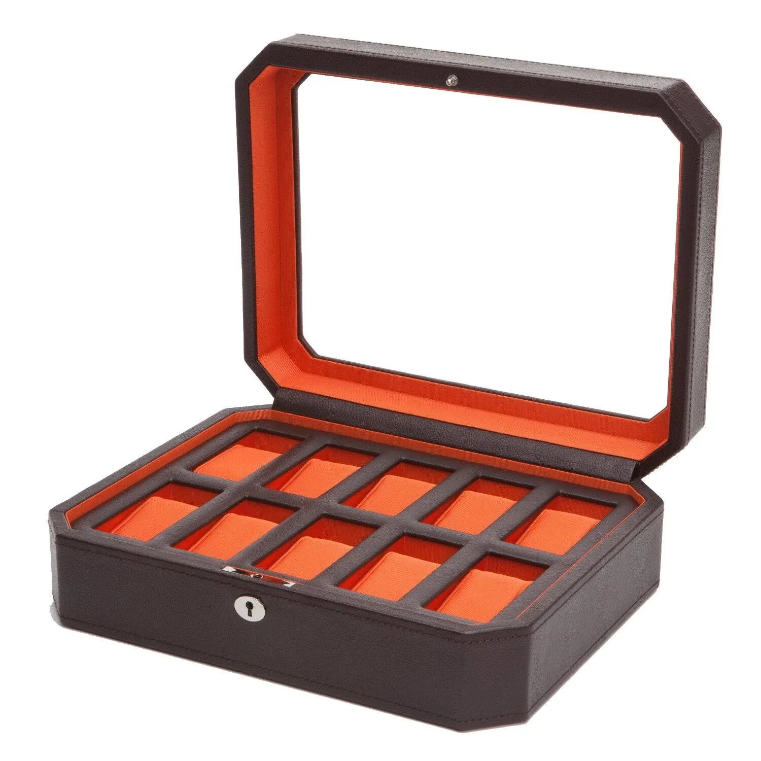 Wolf Windsor 10 Piece Watch Box Brown/Orange