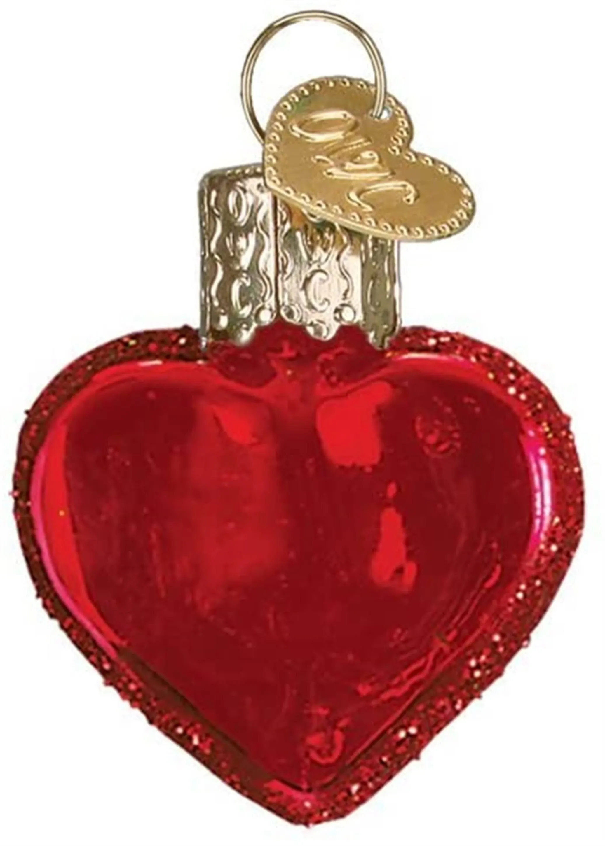 Old World Christmas Small Red Heart Glass Ornament