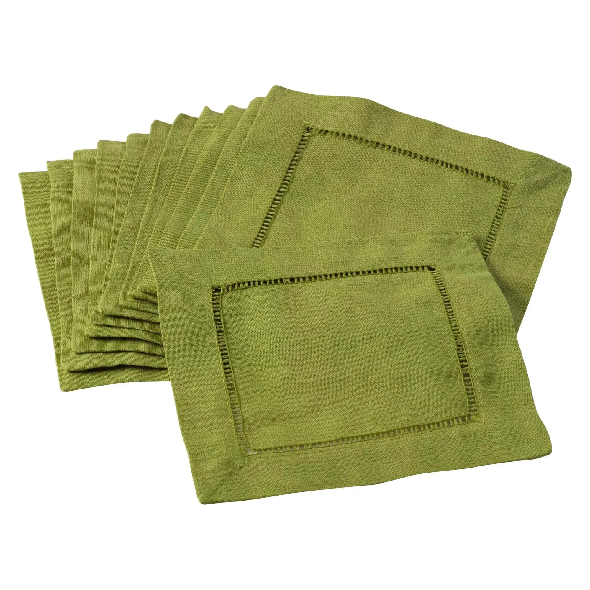 SARO LIFESTYLE 6100C.ST6S 24/7 Everyday Collection Hemstitched Cocktail Napkin (Set of 12), 6" Square, Slate