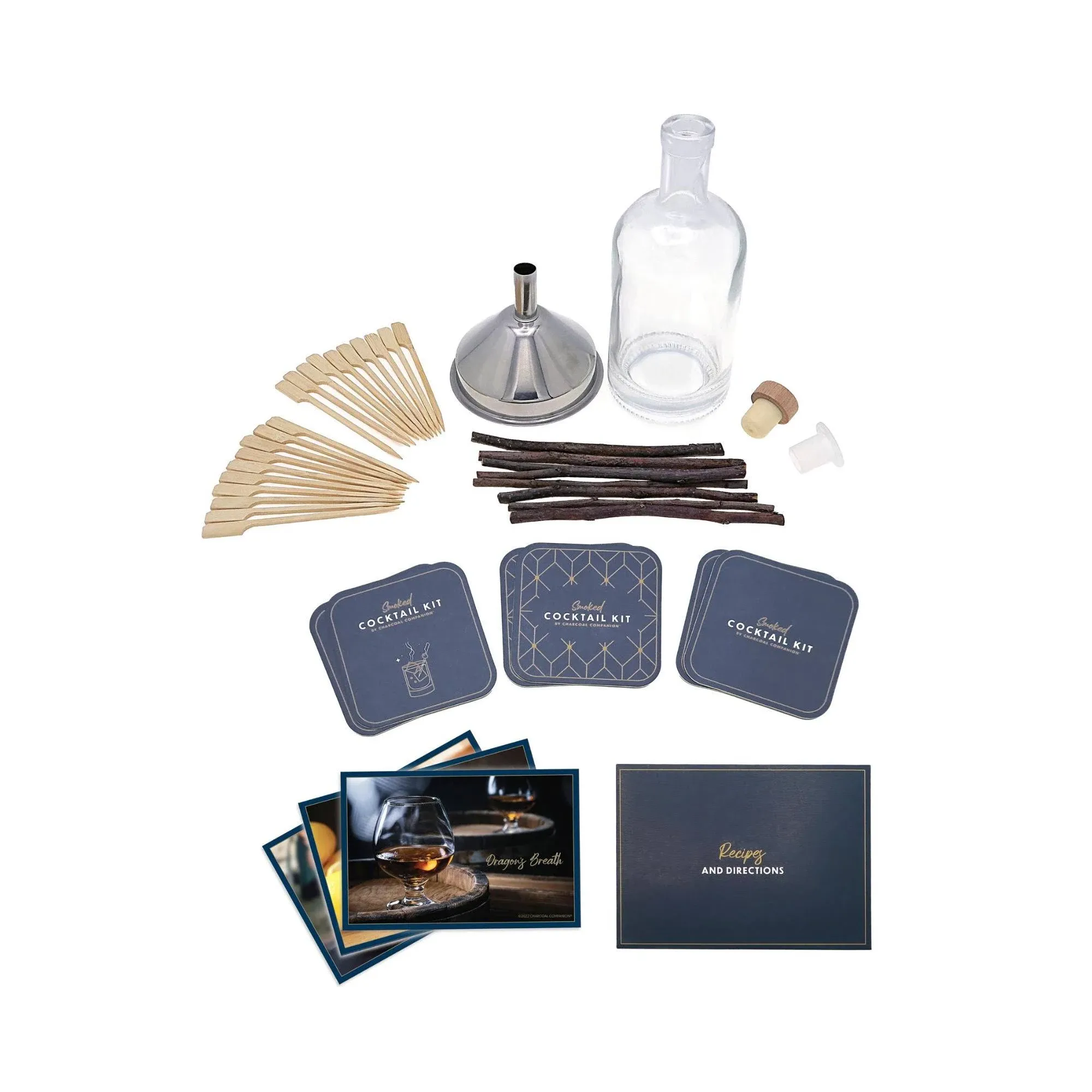 Charcoal Companion Smoked Cocktail Kit and Recipe Cards - Infuse and Enhance Spirits with Applewood Smoke Flavor - Perfect Gift for Mixed Drink Lovers