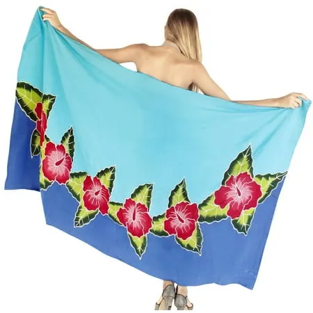 HAPPY BAY Women s Summer Wrap Bikini Swimsuit Cover up Beach Wraps Pareo Sarong Swimwear Coverups for Women One Size Turquoise Floral