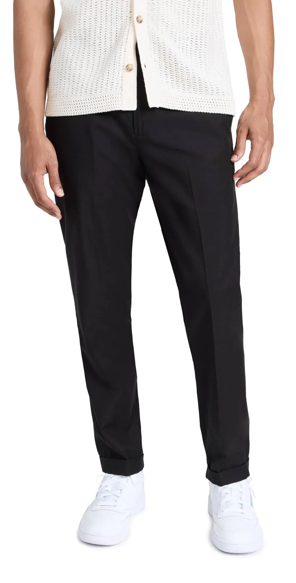 $296 Vince Men&#039;s Black Cotton Tapered Cuffed Pants Size 32