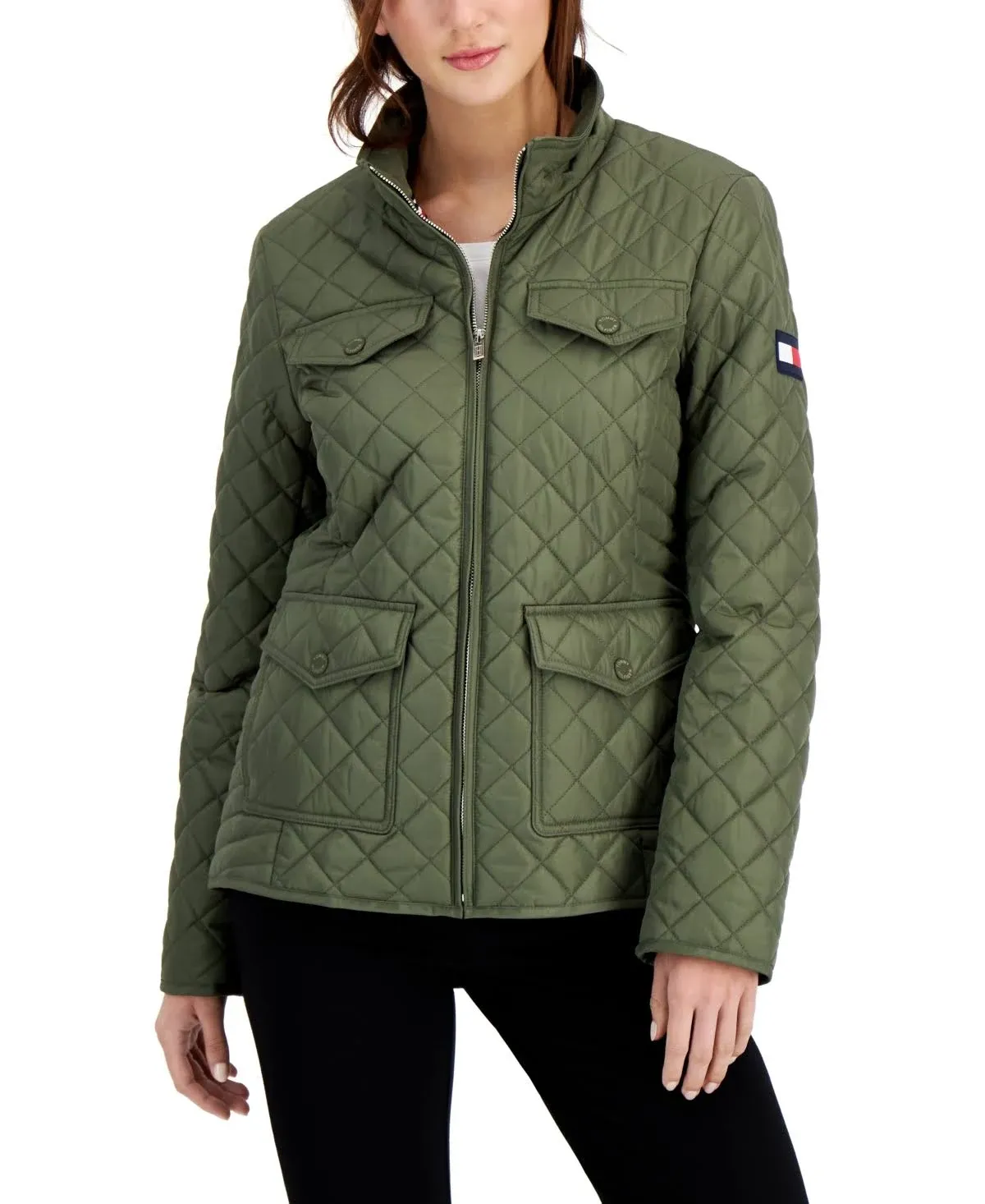 Tommy Hilfiger Women's Quilted Zip-Up Jacket - Thyme - S