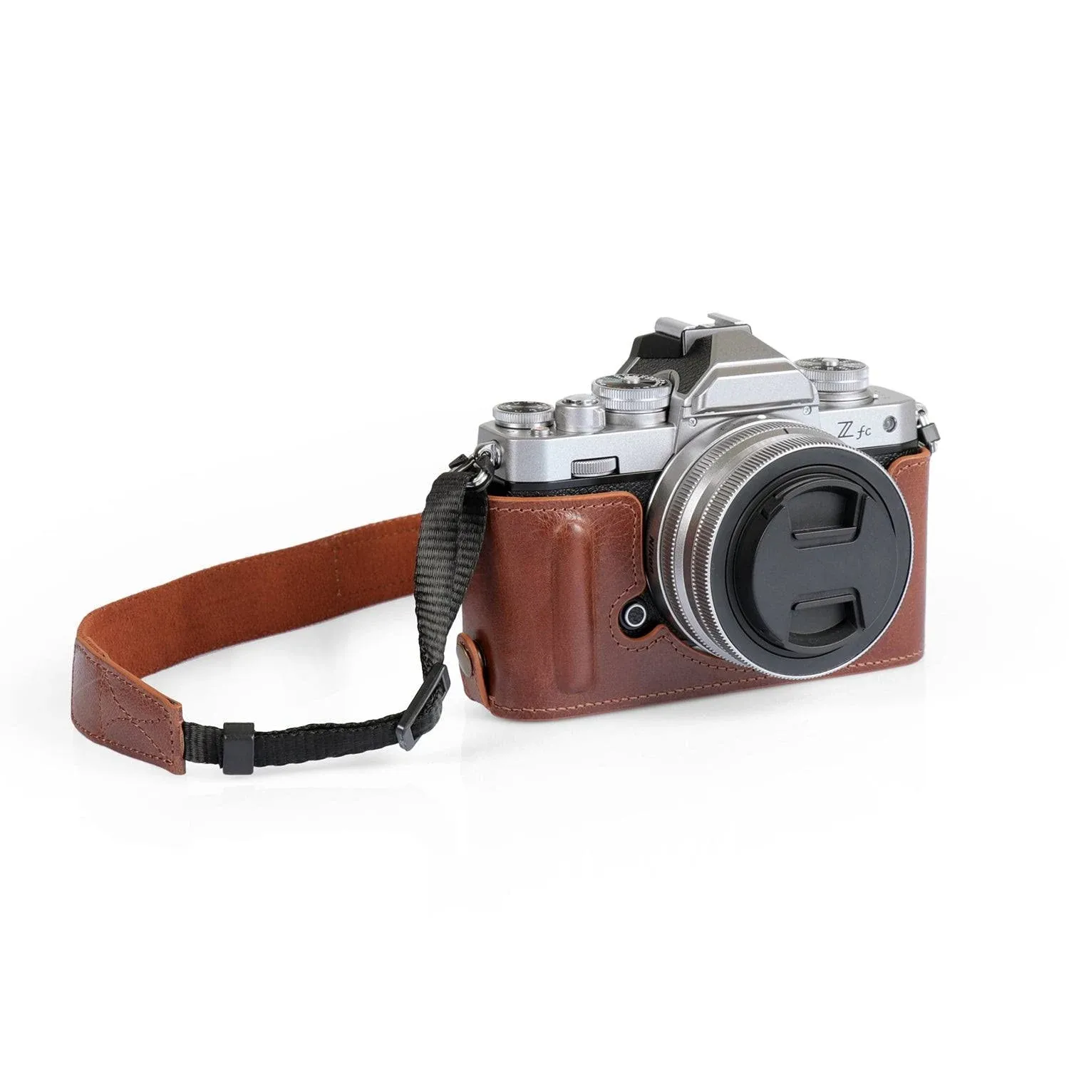 MegaGear MG2016 Ever Ready Genuine Leather Camera Half Case Compatible with Nikon Z fc (Brown)