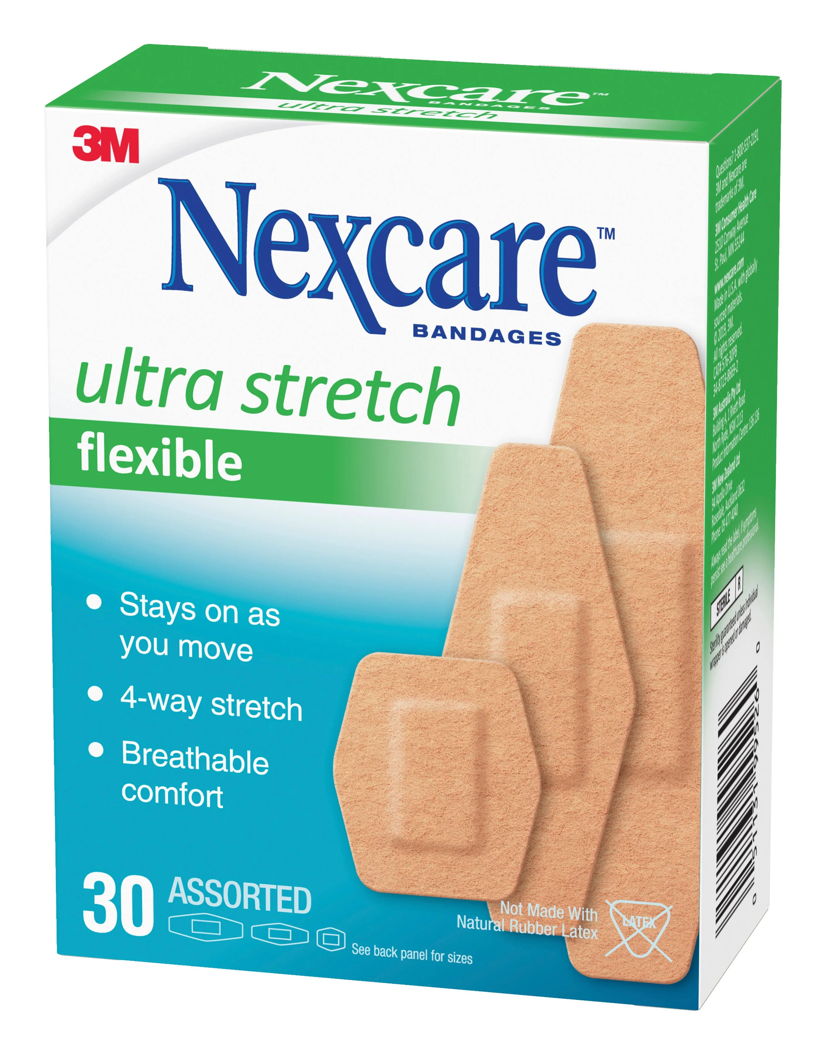 Nexcare Soft 'n Flex Bandage, Assorted Sizes, 30 Count