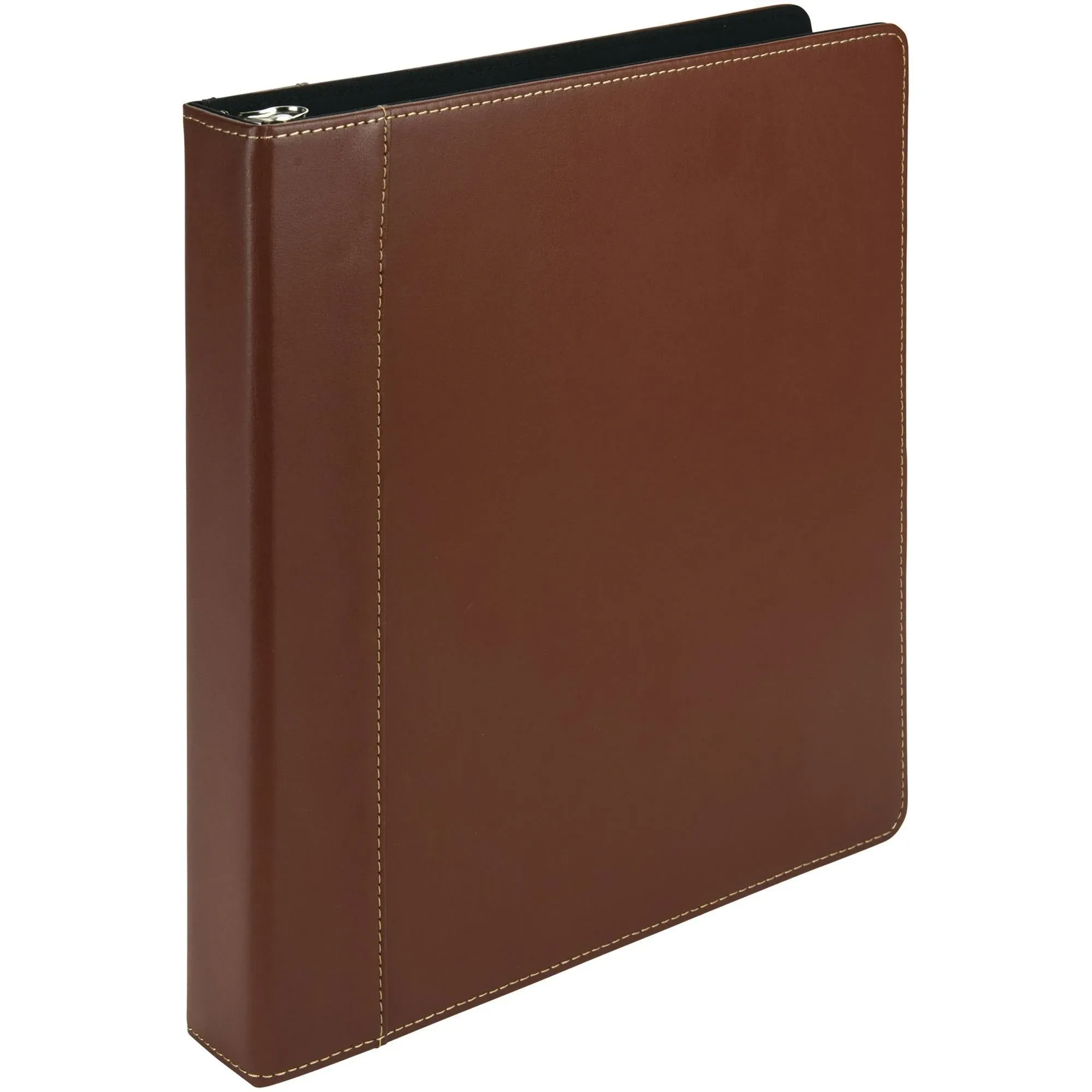 Samsill 1 Inch 3 Ring Binder, Leather, Brown with Contrast Stitching, 8.5X 11 Inch, 3 Rings, Notebook Binder, Portfolio Organizer, Planner, Journal