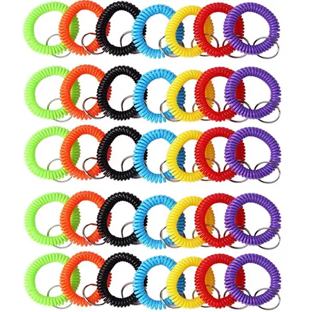 Arroyner 70pcs Colorful Stretchy Spiral Keychain Bracelet