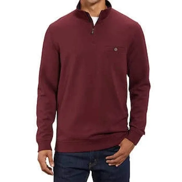 KIRKLAND SIGNATURE Men’s 1/4 Quarter Zip Casual Pullover MEDIUM Long Sleeve RED