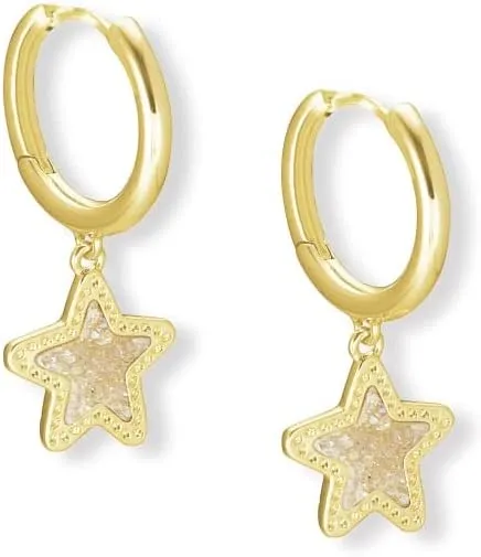 Kendra Scott Star Huggie Earrings Rhodium Metal One Size