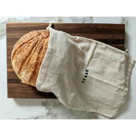 Set of 2 Extra Large Farmhouse Natural Linen 12&#034;X15&#034; Artisan Boule Bread Bags, R