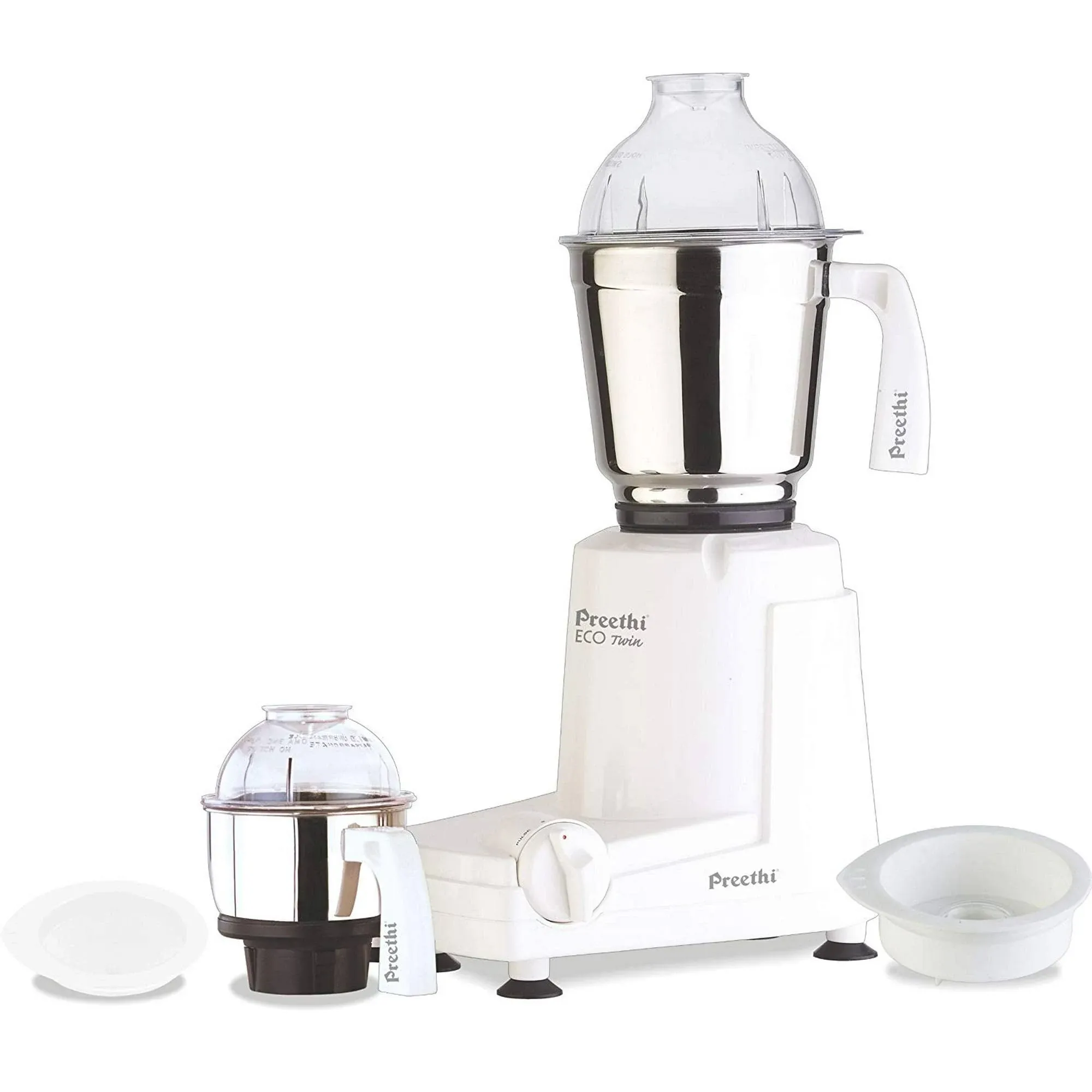 Preethi Eco Twin 2-Jar Mixer Grinder, Medium, White