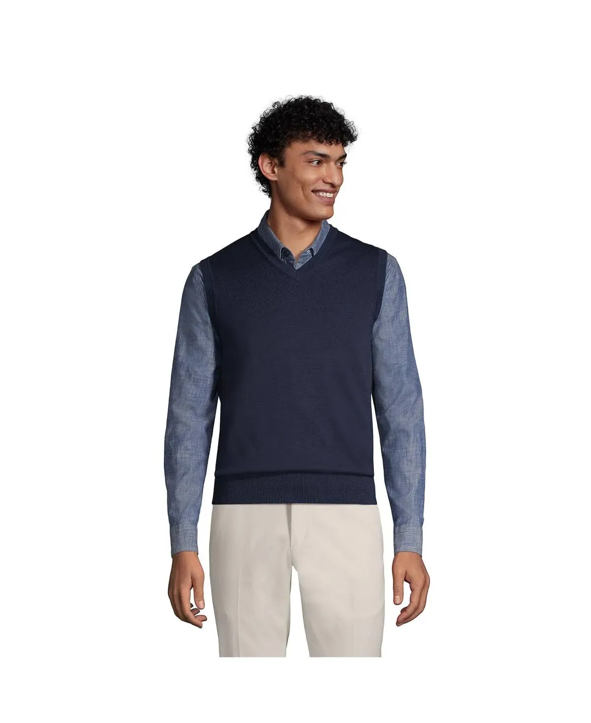 Lands' End Men's Fine Gauge Supima Cotton Sweater Vest