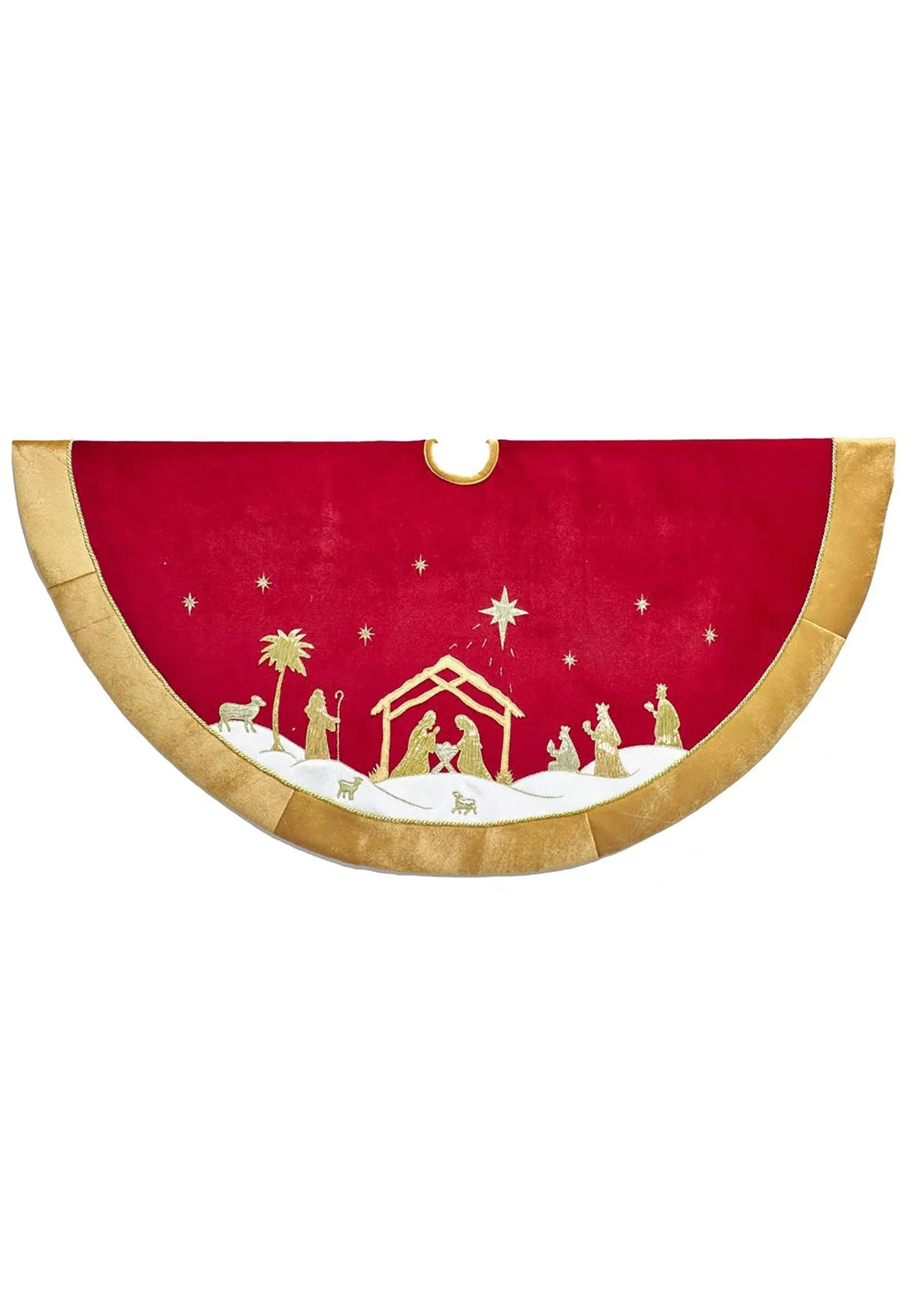 Kurt Adler 48-Inch Red and Gold Religious Tree Skirt - Bed Bath & Beyond - 29768499