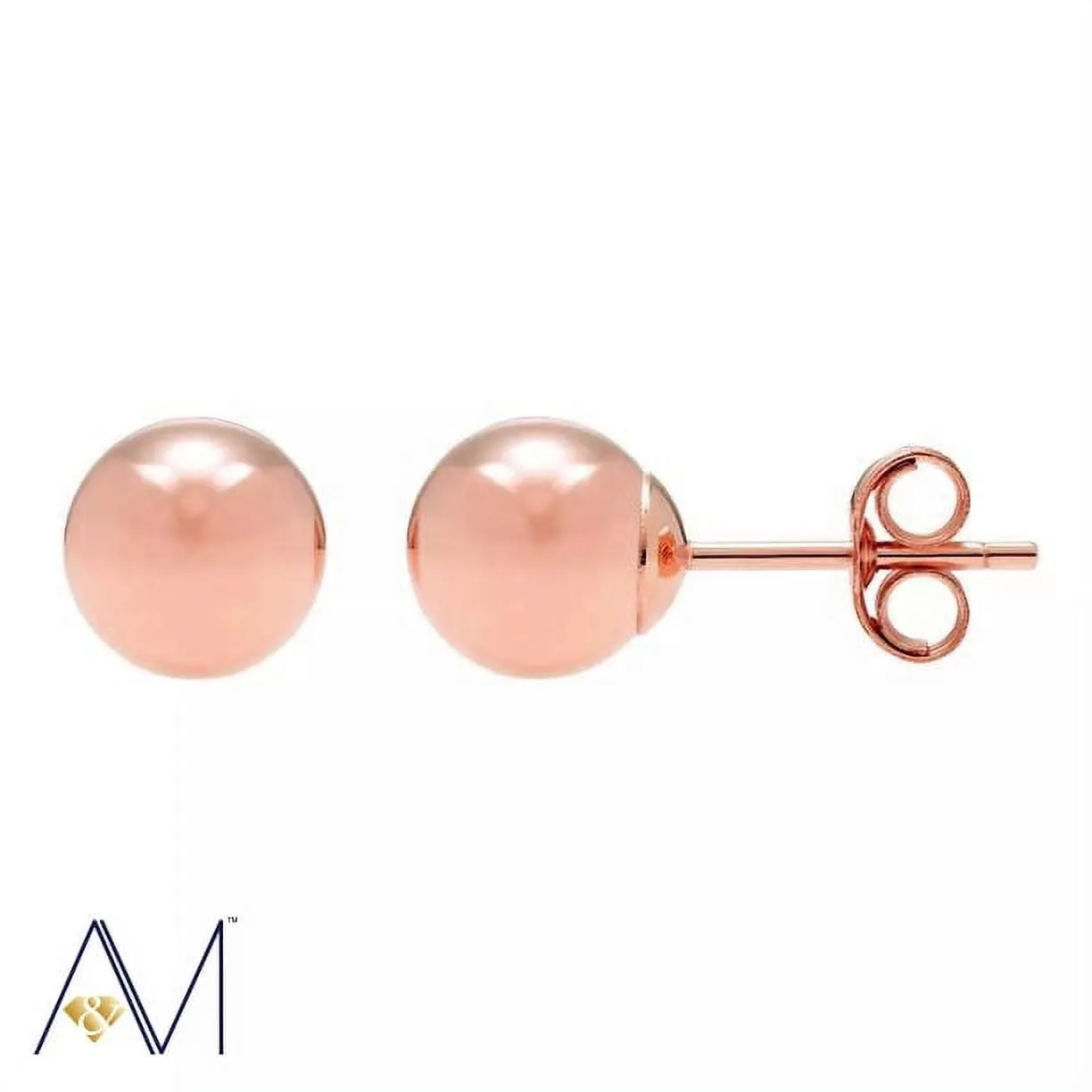 14k Gold Classic Lightweight Ball Stud Earrings, 3mm to 9mm, with Pushback, Women’s