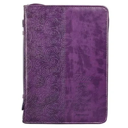 Christian Art Gifts Bible Cover XLarge LuxLeather Purple/Faith