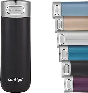 Contigo Luxe Vacuum-Insulated Stainless Steel Thermal Travel Mug, Leak-Proof 16oz Reusable Coffee Cup or Water Bottle, Fits Under Most Brewers and Dishwasher Safe, Stainless Steel