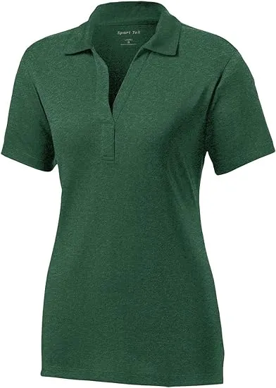 Sport-Tek Women's Heather Contender Polo Shirt, Size: Medium, Green