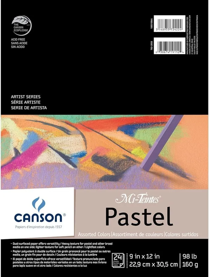 Canson Mi-Teintes Pastel Paper Pad Assorted Colors 9x12&#034;