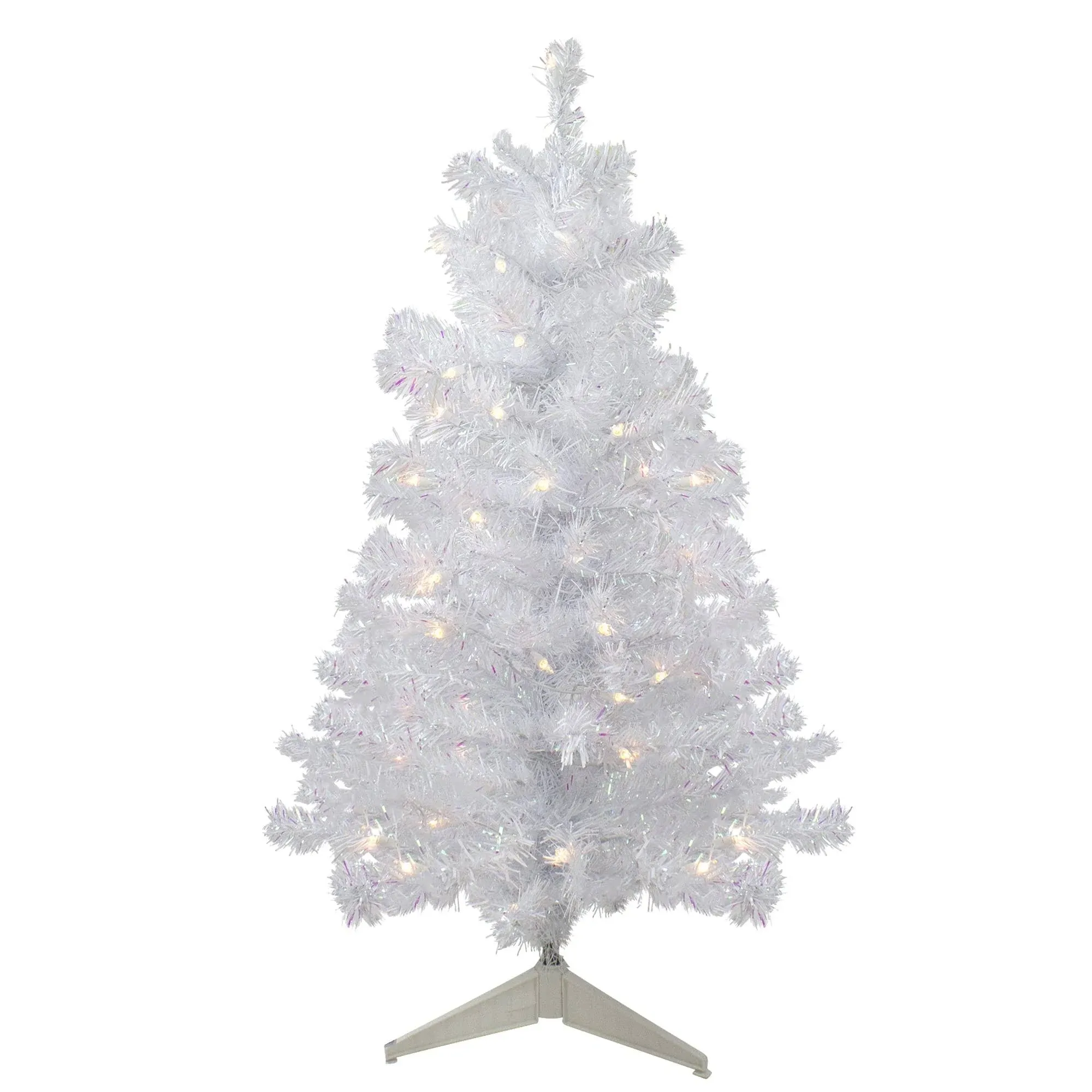 Northlight 4' Pre-Lit White Iridescent Pine Artificial Christmas Tree (Pink Lights)